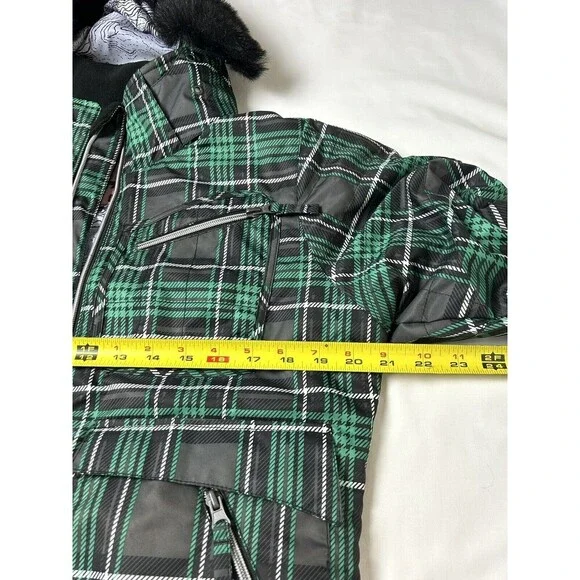 Triple nickel 555 Girl Green Plaid Puffer Jacket‎ Size 12 SKU BR650 - Picture 3 of 14